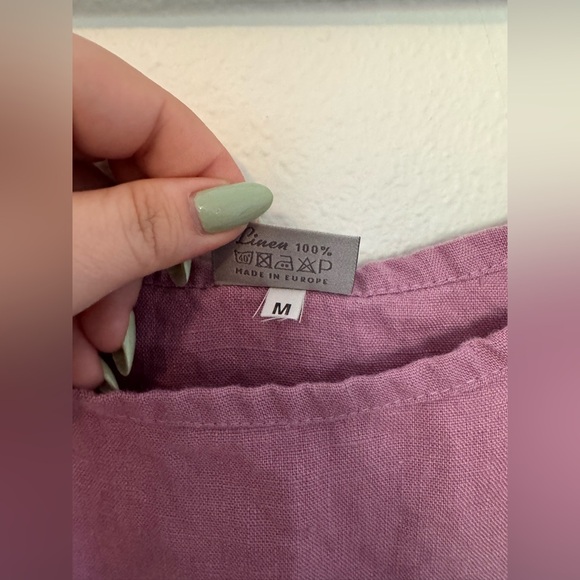 Sand Snow 100% Linen Night Dress Dusty Rose Pink Mini Stonewashed Medium EUC - Picture 6 of 6